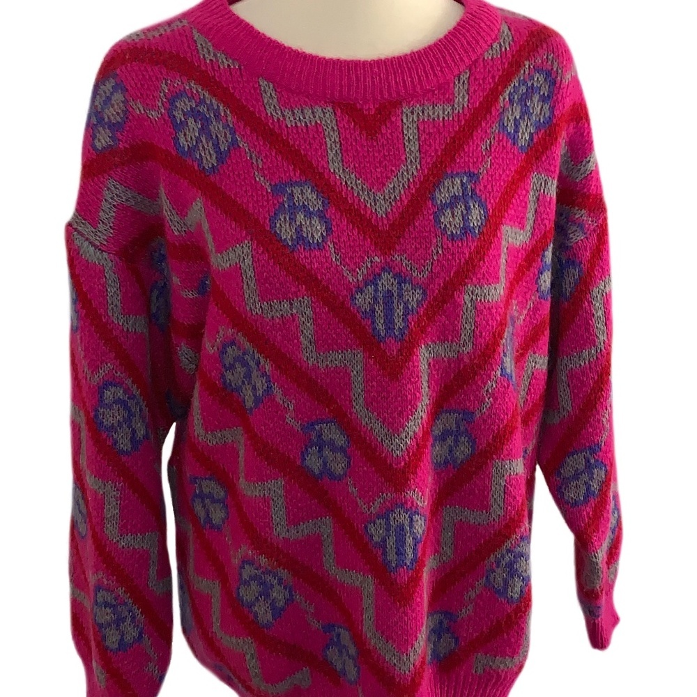 TOGETHER! Vintage Bright Pink Oversized Sweater - Picture 2 of 7